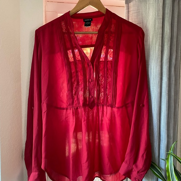 Torrid Long Sleeve Red Blouse Size L - Picture 2 of 8